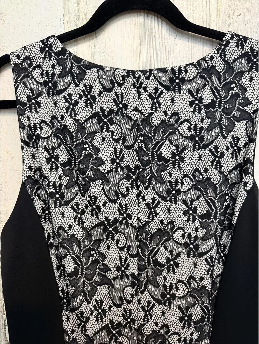 ROBBIE BEE Women's 12 Black White Lace Fit Flare Dress USA - Picture 10 of 12